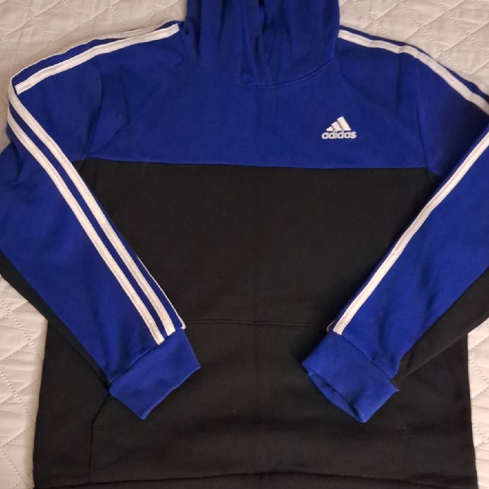 Adidas Men's Royal Blue and Black Hoodie